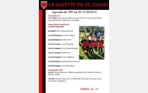 La Gazette du FC CLUSES AGENDA du WE 30 Avril et 01 Mai 2016