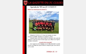 La Gazette du FC CLUSES AGENDA WE 20 et 21 Février 2016