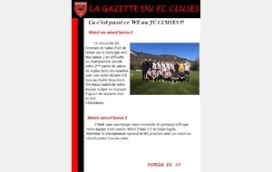 La Gazette du FC CLUSES WE du 20 et 22 Février