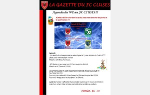 La Gazette du FC CLUSES AGENDA du WE de Paques 2016