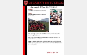 La Gazette du FC CLUSES du WE 2 et 3 Avril  2016
