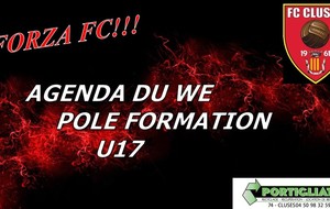 FC CLUSES AGENDA DU WE FORMATION U17