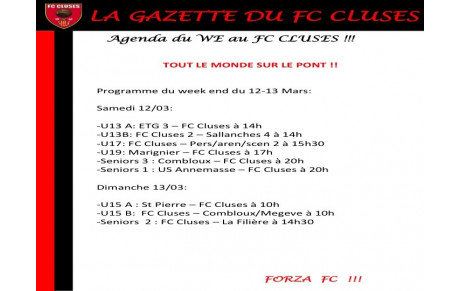 Agenda du 12 et 13 Mars