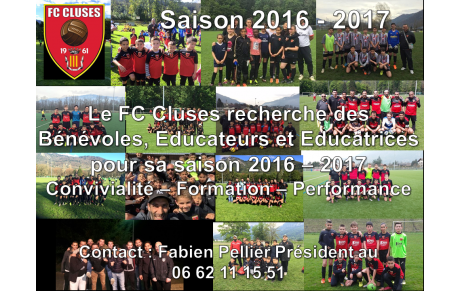ENGAGEZ VOUS !!!  LE FC CLUSES RECRUTE 