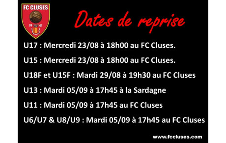 FC CLUSES : Reprise entrainement
